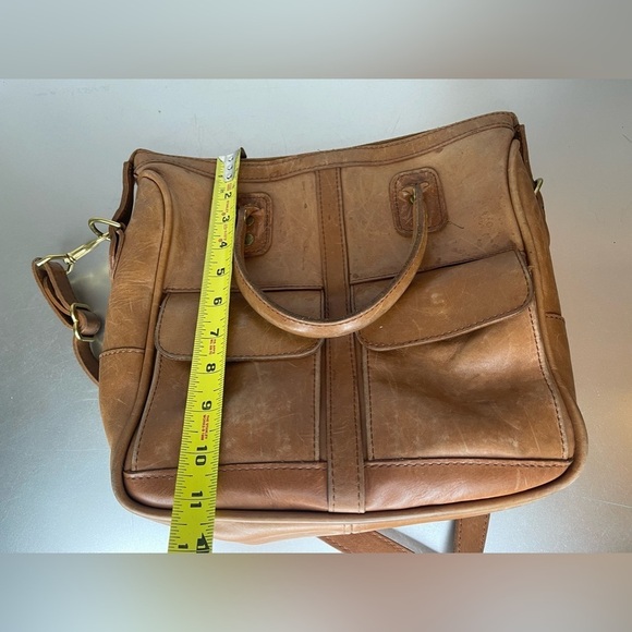 J.W. Hulme Co. Genuine Leather Excursion Tote Bag Double Pocket Distressed - Picture 9 of 11